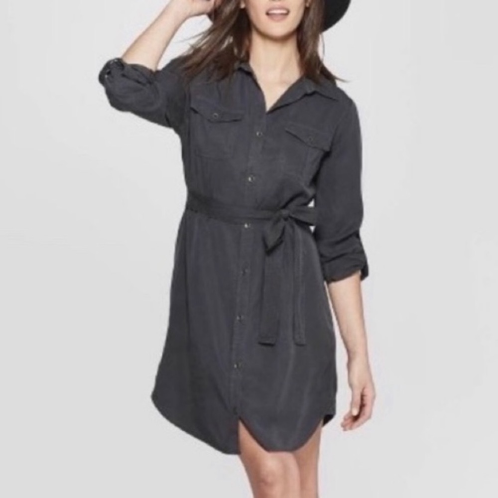 Universal Thread Women’s Dark Gray Button Down Long Sleeve Dress - NWT